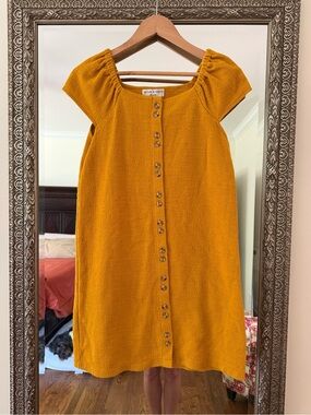 Madewell Mustard Button-Front Mini Dress - XS